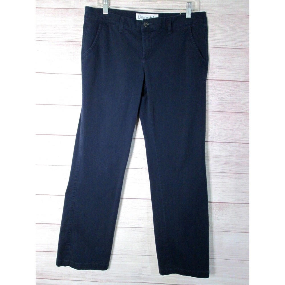 Aeropostale Pants Size 10  Navy Blue Flat Front Regular Fit Wide Leg